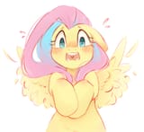 3588163__safe_artist-colon-melodylibris_fluttershy_pegasus_pony_g4_blush+lines_blushing_bust_cute_ear+blush_emanata_feather_feathered+wings_female_floppy+ears_f