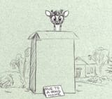 1435574__safe_artist-colon-el-dash-yeguero_clementine_fluttershy+leans+in_box_cardboard+box_cute_giraffe_looking+at+you_monochrome_sketch_smiling_solo