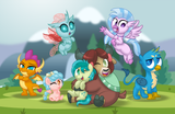 2444482__safe_artist-colon-aleximusprime_cozy+glow_gallus_ocellus_sandbar_silverstream_smolder_yona_changedling_changeling_dragon_earth+pony_griffon_hippogriff_