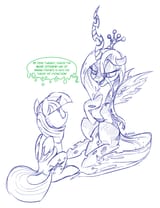 2066544__safe_artist-colon-dilarus_queen+chrysalis_twilight+sparkle_alicorn_changeling_dialogue_female_mare_pony_simple+background_twilight+sparkle+(