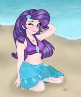 1768295__safe_artist-colon-raiokai_rarity_equestria+girls_spoiler-colon-eqg+series_arm+behind+head_armpits_beach_bikini_bikini+top_blushing_breasts_clo