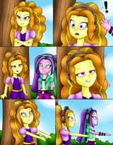 3624369__safe_artist-colon-jerrydestrtoyer_adagio+dazzle_aria+blaze_human_equestria+girls_g4_comic_crossed+arms_exclamation+point_gritted+teeth_headphones_hypno