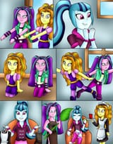3624375__safe_artist-colon-jerrydestrtoyer_adagio+dazzle_aria+blaze_sonata+dusk_human_equestria+girls_g4_ballerina_clothes_dancing_fanning_headphones_hypnosis_h