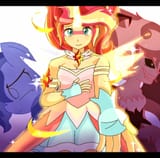 1785488__safe_artist-colon-erufi_sunset+shimmer_demon_human_pony_unicorn_equestria+girls_g4_artificial+wings_augmented_clothes_daydream+shimmer_dress_gloves_loo