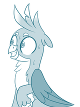 2029523__safe_artist-colon-sintakhra_gallus_tumblr-colon-studentsix_animated_gif_griffon_male_nervous_shifty+eyes_solo_sweat