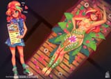 3141341__questionable_artist-colon-sugarlesspaints_derpibooru+import_sunset+shimmer_human_alternate+hairstyle_barefoot_blushing_clothes_dress_feet_fema