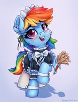 3037972__safe_artist-colon-zeepheru_pone_rainbow+dash_pegasus_pony_blushing_bow_cheek+fluff_clothes_cute_dashabetes_duster_ear+fluff_eyebrows_eyebrows+visible+t