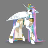 1562959__safe_artist-colon-faline-dash-art_princess+celestia_alicorn_pony_g4_absurd+resolution_cleopatra_clothes_costume_egyptian_female_gray+background_jewelry
