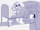 2428375__suggestive_artist-colon-heretichesh_derpibooru+import_princess+flurry+heart_alicorn_pony_armor_awww_blushing_card_crib_female_filly_foal_guard