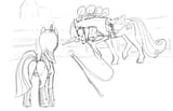 1214707__safe_artist-colon-ara_princess+cadance_twilight+sparkle_alicorn_pony_g4_bit_bondage_bridle_butt_dock_dressage_female_flagging_grayscale_horses+doing+ho