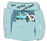 1348455__safe_gilda_princess+ember_female_simple+background_looking+at+you_white+background_dragon_griffon_frown_pillow_glare_gauntlet+of+fire_artist