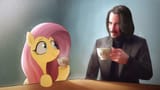 3211140__safe_artist-colon-makaryo_fluttershy_human_pegasus_pony_cup_duo_duo+male+and+female_female_hoof+hold_keanu+reeves_looking+at+each+other_looking+at+some