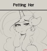 3622229__safe_artist-colon-thelunarmoon_princess+celestia_alicorn_human_pony_g4_bust_cute_cutelestia_disembodied+hand_doing+loving+things_eyebrows_eyebrows+visi