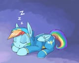 Dash sleeping in a Wonderbolts suit