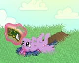 345444__safe_artist-colon-ohemo_twilight+sparkle_alicorn_pony_g4_book_bruised_crash_dirty_fail_female_floppy+ears_frown_hilarious+in+hindsight_magic_mare_on+ba
