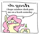 3615467__safe_artist-colon-punkittdev_fluttershy_pegasus_pony_g4_blushing_bottle_dialogue_drunk_drunkershy_female_hoof+hold_horsecomix_implied+flutterdash_impli
