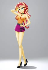 3419265__safe_ai+content_ai+generated_prompter-colon-lobo299_sunset+shimmer_human_equestria+girls_g4_bare+shoulders_female_hand+on+hip_high+heels_pink+skirt_sho