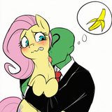 Duo, pony, fluttershy (mlp), anonymous (4chan), green human licking Fluttershy&#039;s s-4214941422 (3)