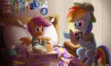 Dash reads Scootaloo Daring Do