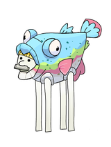 2079428__safe_rainbow+trout+(character)_solo_pony_simple+background_earth+pony_transparent+background_costume_musical+instrument_animal+costume_r