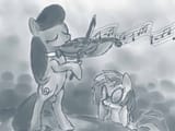 3331107__safe_artist-colon-lostwolfen_dj+pon-dash-3_octavia+melody_vinyl+scratch_earth+pony_pony_unicorn_g4_bipedal_comic_duo_eyes+closed_female_horn_mare_monoc