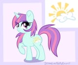 1743190__safe_artist-colon-dreamyeevee_sunny+flare_pony_unicorn_equestria+girls_g4_equestria+girls+ponified_female_looking+at+you_ponified_smiling_solo