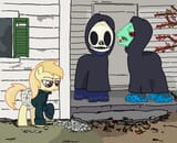 2488881__safe_artist-colon-kleyime_noi_oc_earth+pony_pony_g4_album+cover_brand+new_clothes_costume_mask_ms+paint_ponified_ponified+album+cover_skeleton+costume_