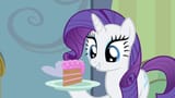 rarity looking at a piece of cake
