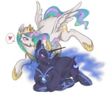 1720217__dead+source_safe_artist-colon-jus-plus-ice_nightmare+moon_princess+celestia_alicorn_pony_g4_armor_blushing_crown_cute_cutelestia_cutie+mark_duo_etherea