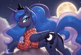 7248288__suggestive_imported+from+twibooru_princess+luna_alicorn_pony_ai+generated_bend+over_blushing_butt_clothes_cloud_female_image_lidded+eyes_looking+at+you