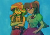 3621407__safe_artist-colon-770nanao15_sci-dash-twi_sunset+shimmer_twilight+sparkle_human_equestria+girls_g4_duo_female_glasses