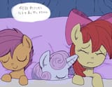 422838__safe_artist-colon-kuromozuku_apple+bloom_scootaloo_sweetie+belle_earth+pony_pegasus_pony_unicorn_g4_adorabloom_apple+bloom27s+bow_bed_blanket_bow_cute_