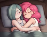 3516585__safe_ai+generated_ponerpics+import_marble+pie_pinkie+pie_human_-fwslash-jdb-fwslash-_cuddling_humanized_image_lolicon_png_sleeping
