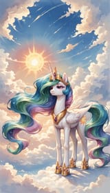 52251__safe_prompter-colon-negasun_princess+celestia_alicorn_pony_g4_beautiful_cloud_emotionless_female_mare_solo_standing+on+cloud_sun
