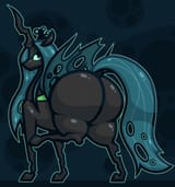 2922547__suggestive_queen+chrysalis_female_solo_simple+background_smiling_looking+at+you_solo+female_butt_plot_looking+back_tail_dock_changeling_make