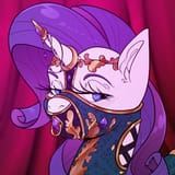 3584098__suggestive_artist-colon-twoshoesmcgee_rarity_pony_unicorn_g4_bust_clothes_gag_harem+outfit_headdress_horn_horn+jewelry_jewelry_looking+at+you_muzzle+ga