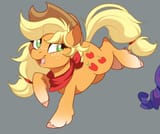 2156840__safe_artist-colon-dvixie_edit_applejack_rarity_applejack&#039;s+hat_bandana_bucking_cowboy+hat_cute_earth+pony_female_freckles_gray+background_ha