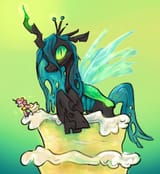 3113109__safe_artist-colon-sealdeer_queen+chrysalis_changeling_changeling+queen_g4_cake_food_solo