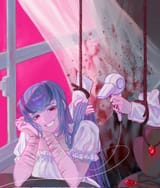 3632662__semi-dash-grimdark_alternate+version_artist-colon-cadence_sniffa_aria+blaze_sonata+dusk_human_equestria+girls_g4_blood_breasts_choker_clothes_curtains_