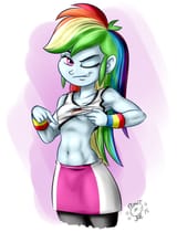 816564__suggestive_artist-colon-ponut_joe_rainbow+dash_equestria+girls_abs_armpits_belly+button_clothes_delicious+flat+chest_female_grin_looking+at+you