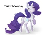 2154377__safe_artist-colon-teranen_part+of+a+set_rarity_pony_unicorn_g4_butt_chest+fluff_disgusted_expression_female_funny_juxtaposition+bait_looking+at+you_loo