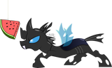 582510__safe_artist-colon-soulric_derpibooru+import_changeling_absurd+resolution_bait_changeling+loves+watermelon_hook_simple+background_solo_transpare