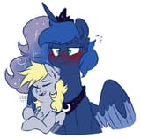 1347962__safe_artist-colon-mantislady_derpy+hooves_princess+luna_blushing_crown_derpyluna+daily_eyes+closed_jewelry_lesbian_lunaderp_open+mouth_regalia