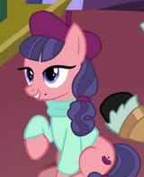 1368604__safe_derpibooru+import_screencap_raspberry+beret_earth+pony_pony_horse+play_beauty+mark_beret_clothes_cropped_female_hat_mare_raised+hoof_sitt