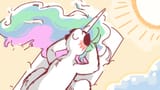 3507802__safe_artist-colon-onionpwder_princess+celestia_alicorn_pony_g4_beach_beach+towel_blush+lines_blushing_cute_cutelestia_ethereal+mane_female_folded+wings