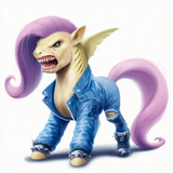 fluttershy (mlp), half pony, half yellow tiger shark, species_hybrid, feral, sh s-210705276