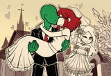 Anon with his first wife Faust and daughter Celestia