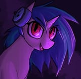 3545408__safe_artist-colon-sleepyhoers_dj+pon-dash-3_vinyl+scratch_pony_undead_unicorn_vampire_vampony_g4_bust_fangs_female_headphones_horn_looking+at+you_mare_