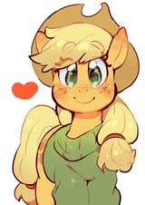 1328323__safe_artist-colon-jirousan_applejack_clothes_cute_heart_jackabetes_looking+at+you_simple+background_smiling_solo_sweater_white+background