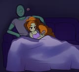 1036472__safe_artist-colon-rileyav_adagio+dazzle_oc_oc-colon-anon_equestria+girls_blanket_blushing_cellphone_comfy_human_phone_snuggling